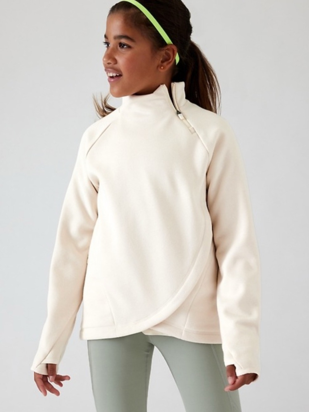 Athleta Cream Mock Neck Pullover Top